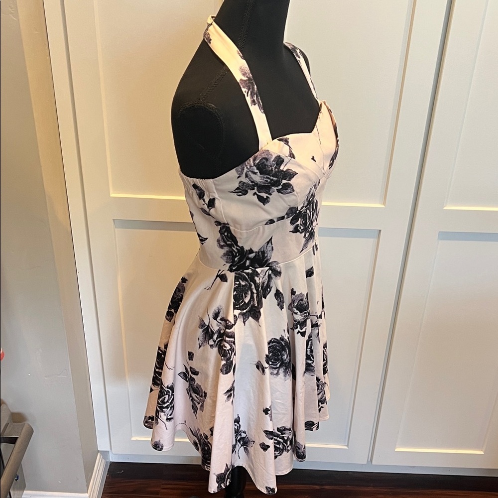 Ixia Floral Halter Mini Dress Black Strapless Size M - Picture 9 of 11